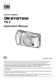 Olympus TG 7 Tough manual. Camera Instructions.